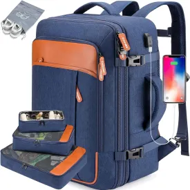 Carry on Travel Backpacks, Extra Large 40L Flight Approved Bag for Men & Women,Expandable Suitcase Backpack With 4 Packing Cubes,Water Resistant Luggage Daypack Business Weekender Bag,Blue