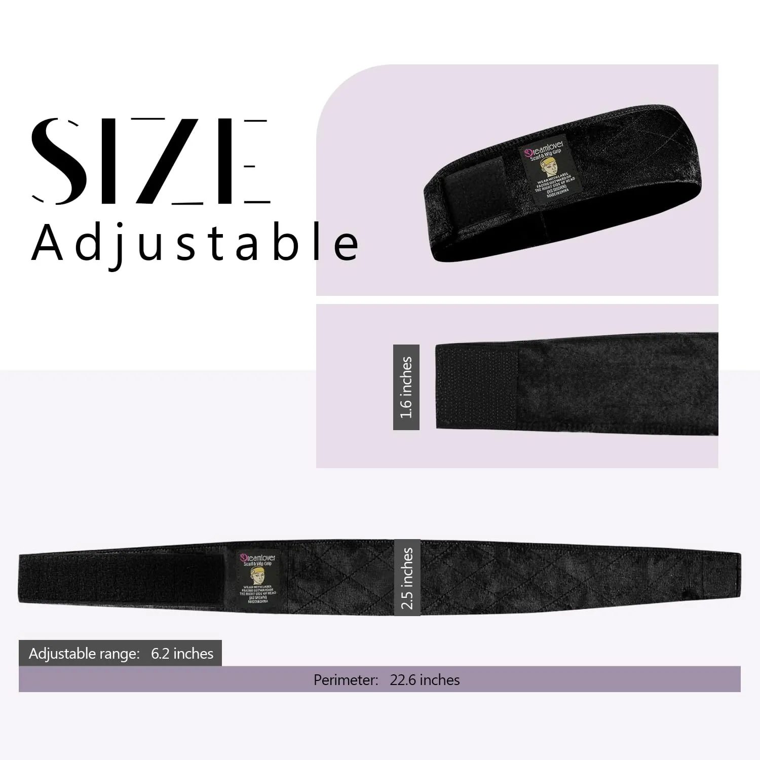 Dreamlover Wig Grip Band, Headband for Keeping Wigs in Place, Black, 2 Pieces