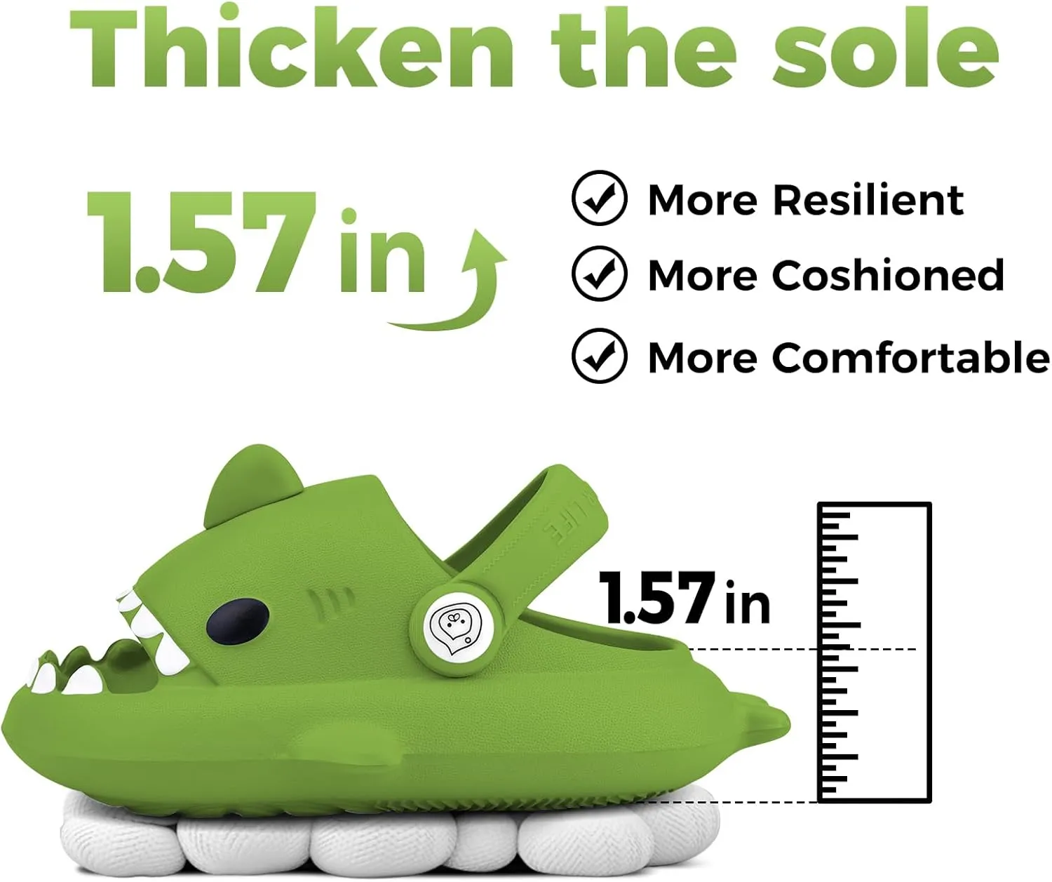 Kids Shark SlidesPillow Shower Sandals Quick Dry SlippersToddler Boys Girls Comfy Cloud SlidesSummer Non-Slip Thick Sole Beach Pool shoes