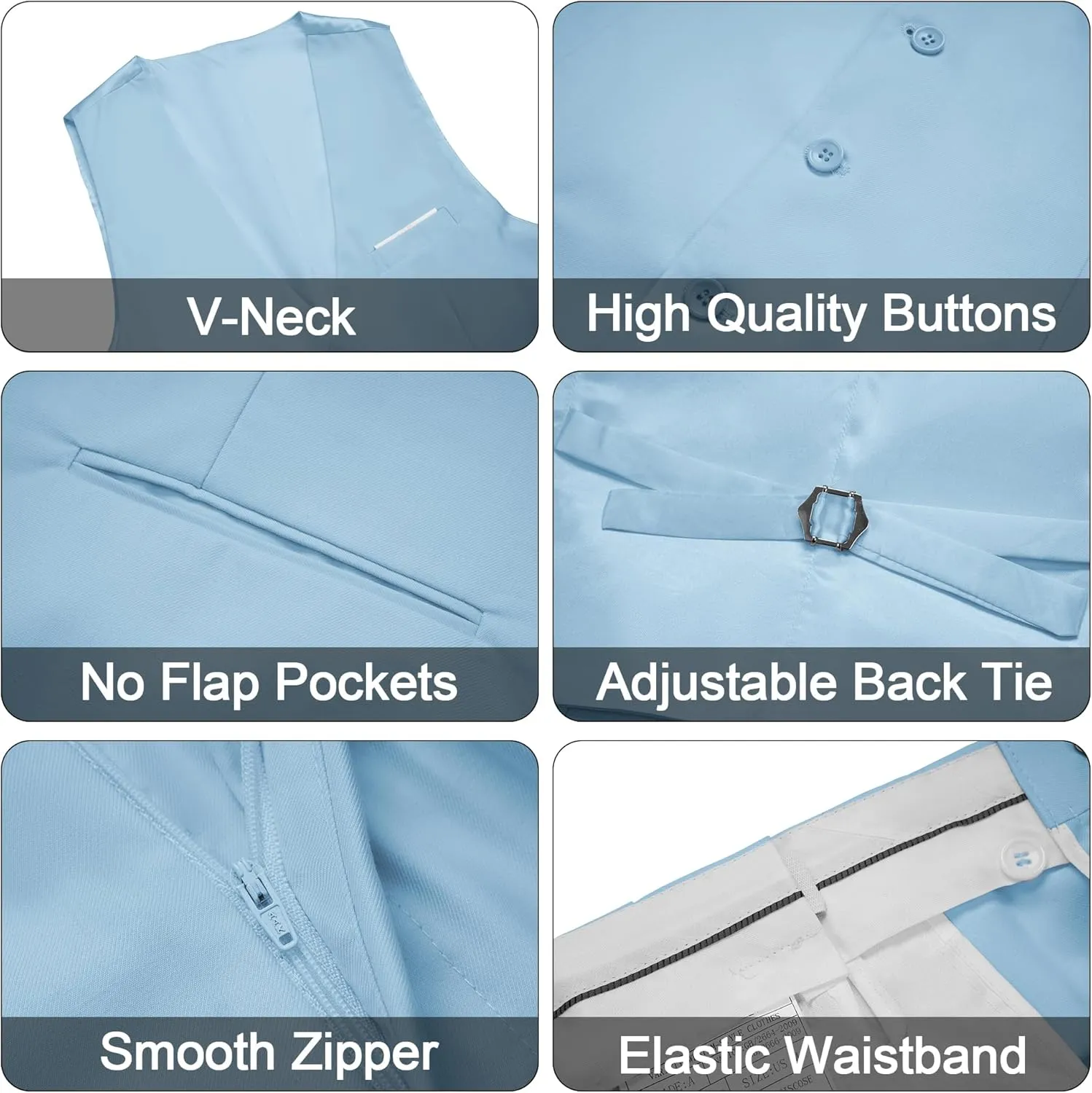 MAGE MALE Men's 3 Pieces Suit Elegant Solid One Button Slim Fit Single Breasted Party Blazer Vest Pants Set