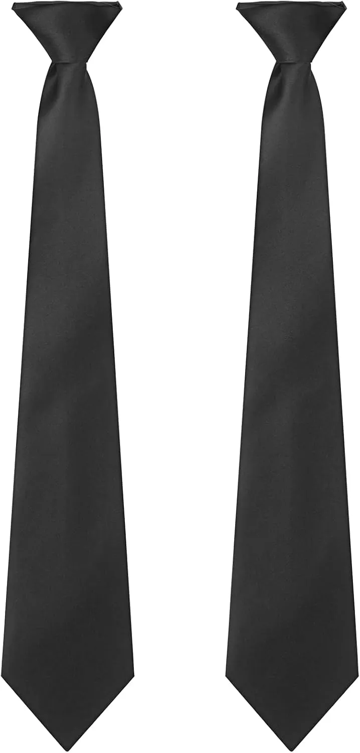 Neer 2 Pieces Men's Clip on Ties 20 Inches Solid Color Clip on Ties Pre Tied Neckties for Office Uniforms