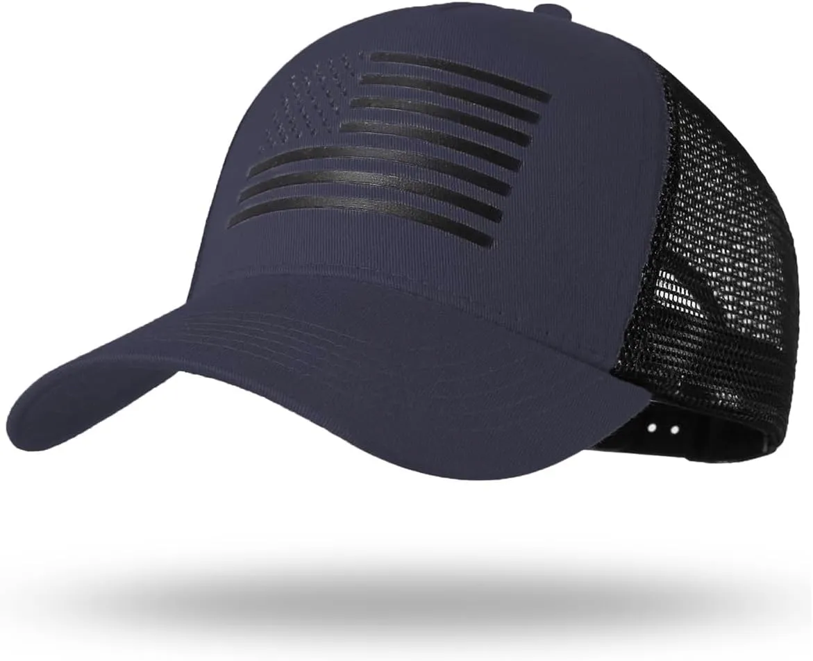 Oversize XXL American Flag Trucker Hat - Adjustable 23"-25.5" Baseball Cap - 3D Embossed Logo Mesh Snapback Hat