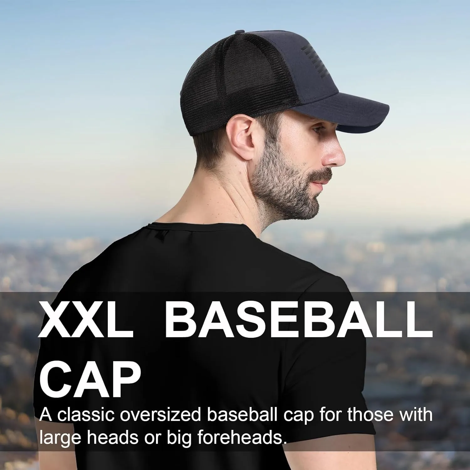 Oversize XXL American Flag Trucker Hat - Adjustable 23"-25.5" Baseball Cap - 3D Embossed Logo Mesh Snapback Hat