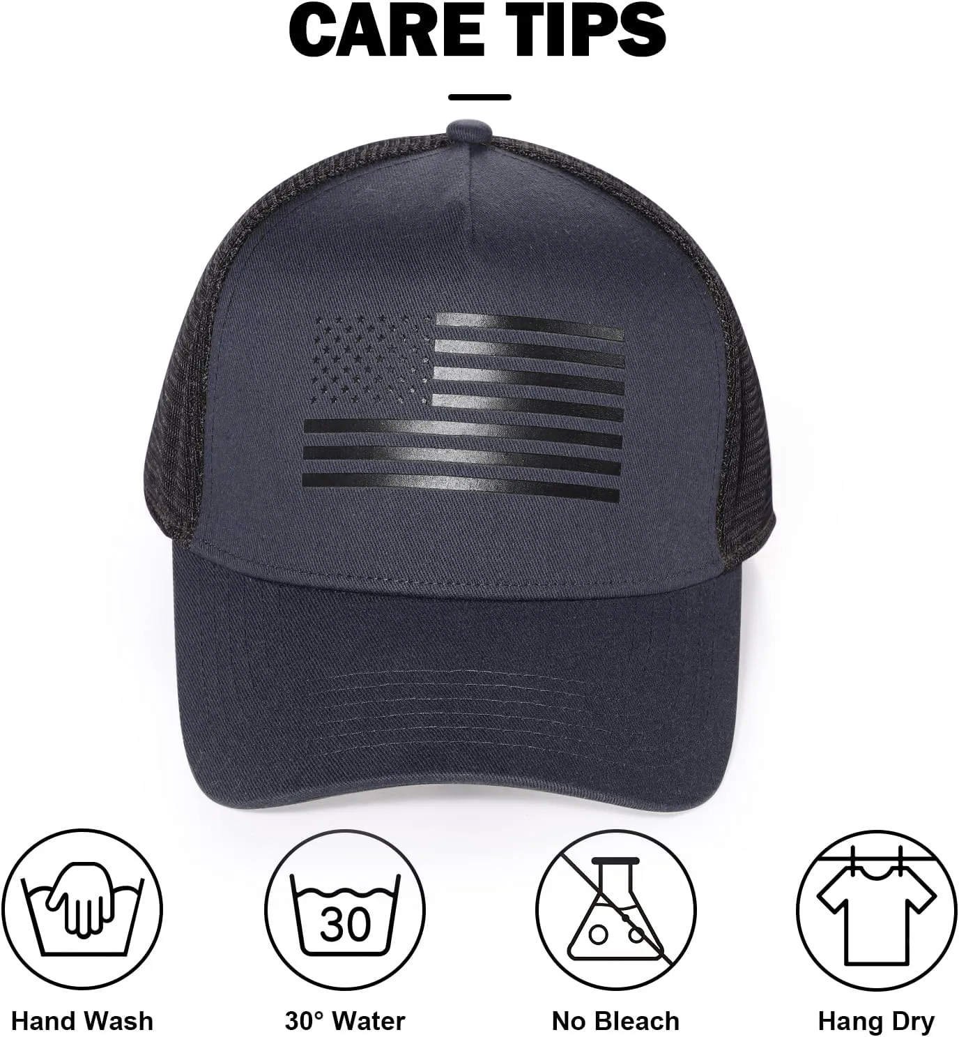 Oversize XXL American Flag Trucker Hat - Adjustable 23"-25.5" Baseball Cap - 3D Embossed Logo Mesh Snapback Hat