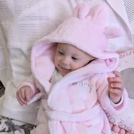Personalisable Baby Dressing Gown with Cute Ears - Pink