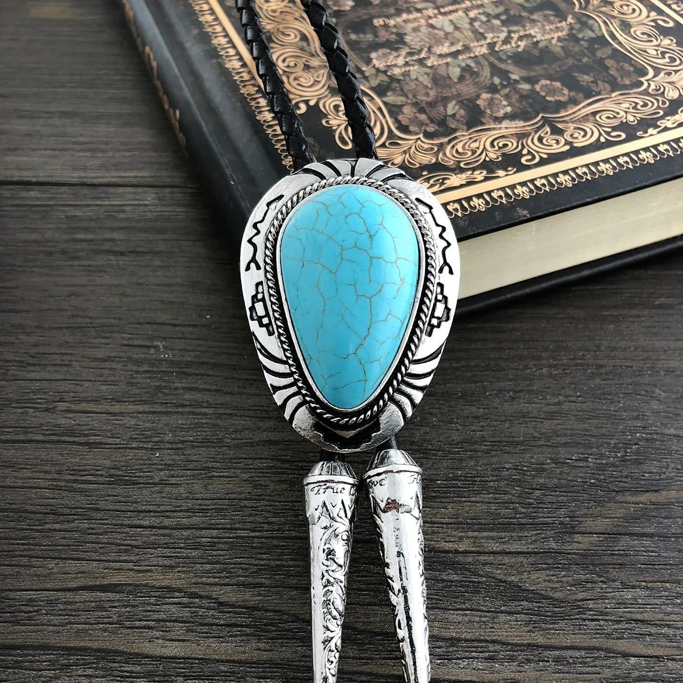 Stone Bolo Tie Native Western Cowboy Handmade Genunie Leather Bola Tie Necktie For Men Women